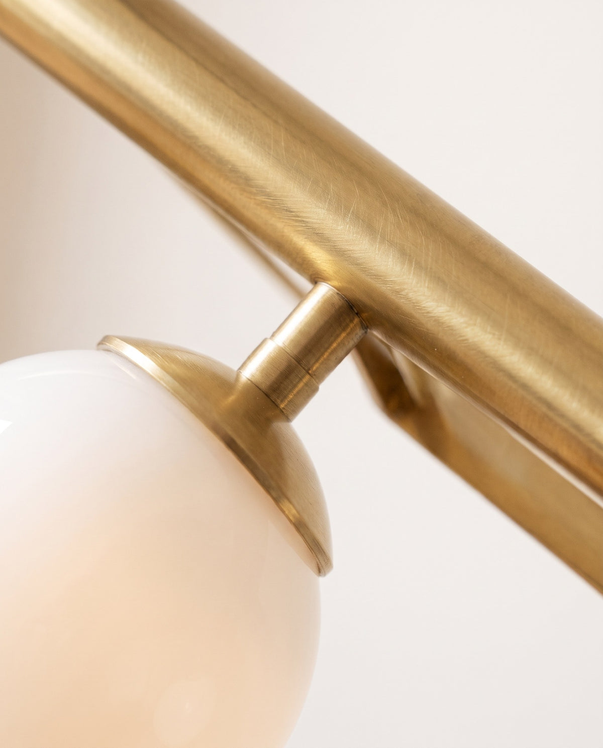 Nothoro Trio Linear Pendant Light – 36" Brushed Brass Bar with 3 Opal Glass Globes, Kitchen Island Chandelier
